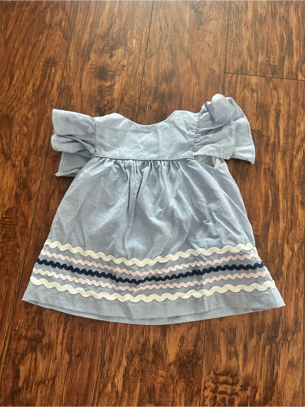 Chambray Blue Ruffle-Sleeve Dress 9M